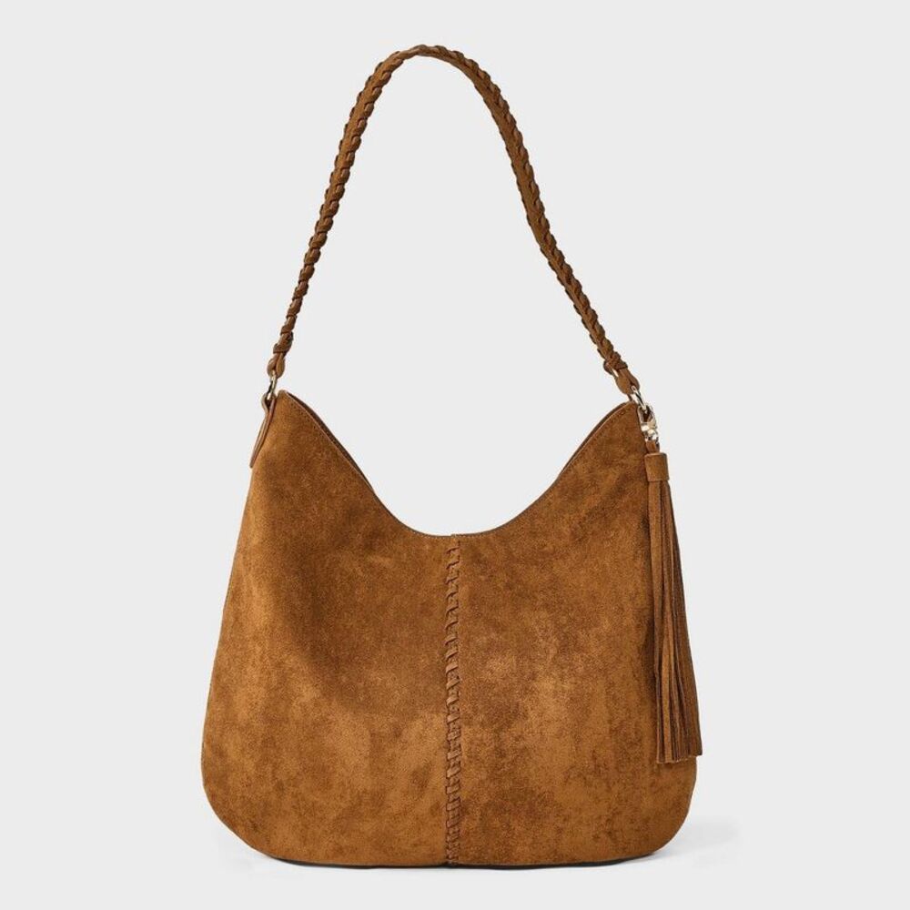 Western Faux Suede with Tassel Shoulder Bag Purse - Universal Thread Brown